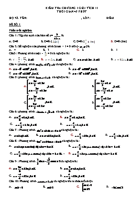 Kiểm tra chương I - Giải tích 11